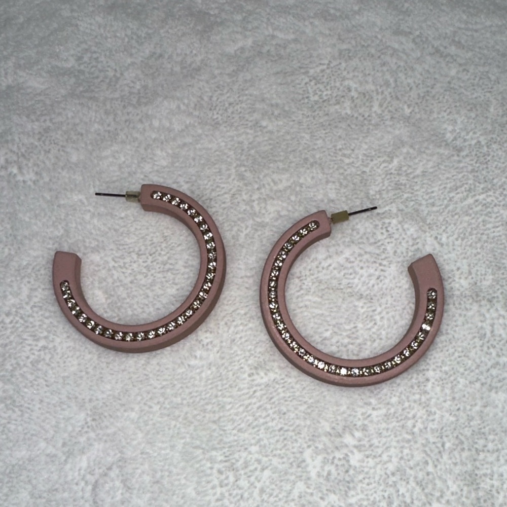 Express Pink Hoop Earrings with Diamonds